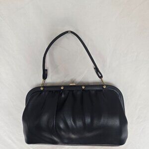 Vintage Navy Handbag w/Gold Hardware
